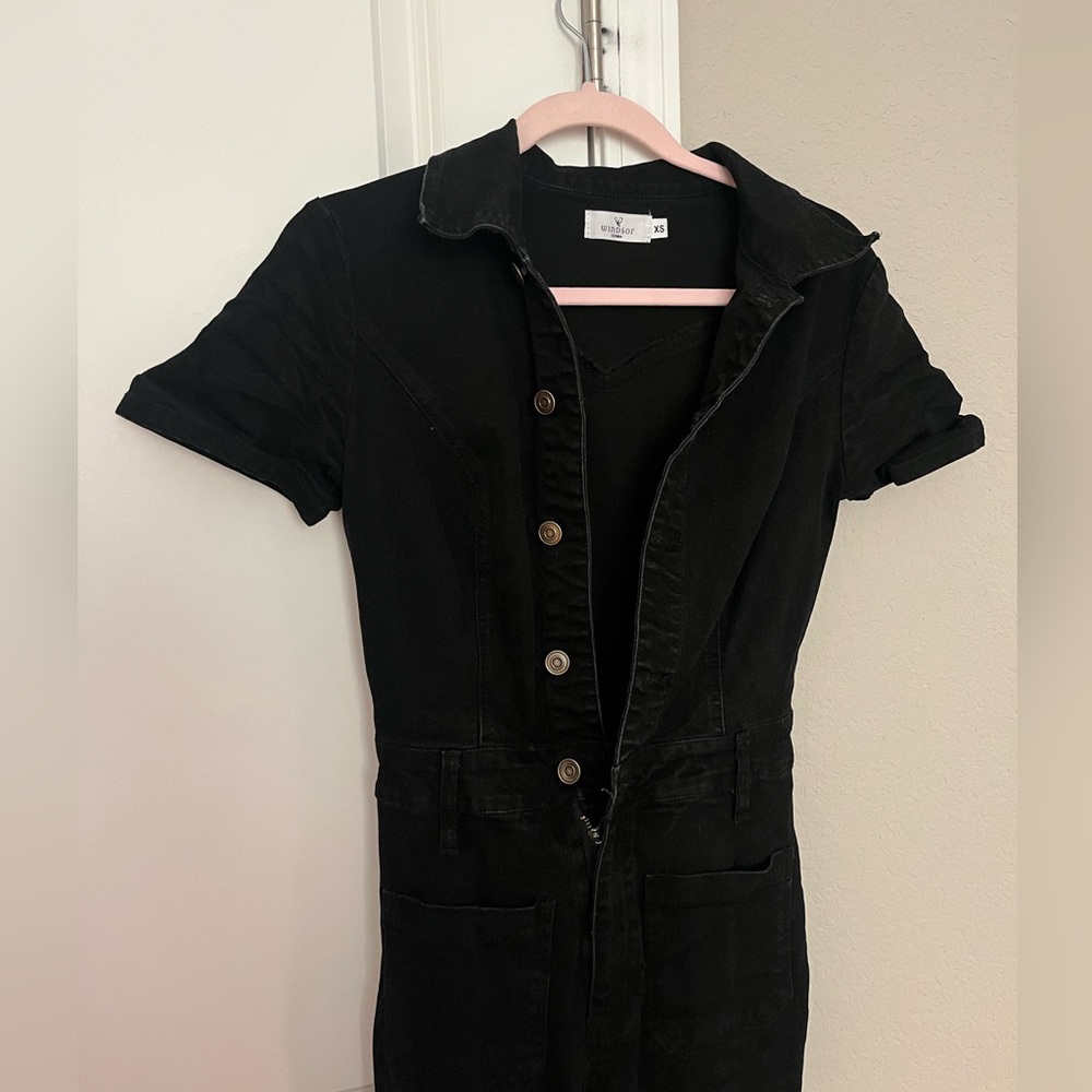 Black Windsor Denim Jumpsuit